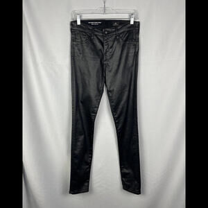 AG Adriano Goldscmied Farrah Skinny Ankle High Rise Leatherette Black Size 27 W